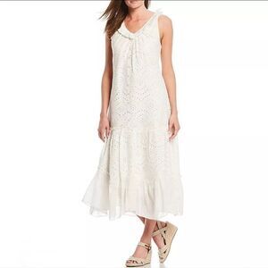 Reba Embroidered Cotton Midi Dress S